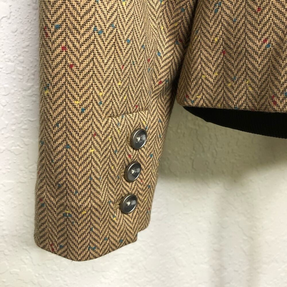 Cabi Penny Herringbone Fleck brown button front blazer jacket size Large #3170 - Picture 14 of 16